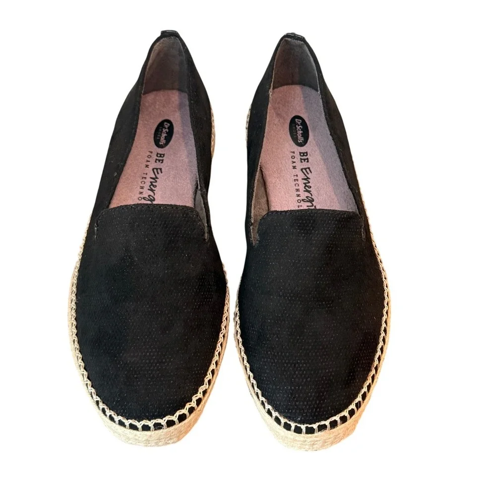 Dr Scholls Find Me Perforated Espadrille Flats Shoes in Black-Womens 7M - NWOB